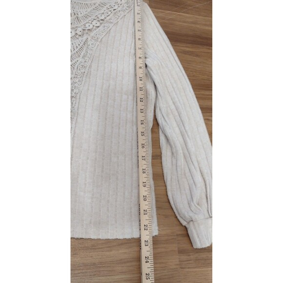 BOHO Sweater Womens S Chic Beige Lace Crochet Patchwork Feminine Unbrand - Picture 9 of 12